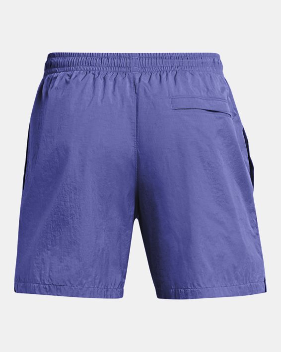 男士UA Crinkle Woven Volley短褲 in Purple image number 5